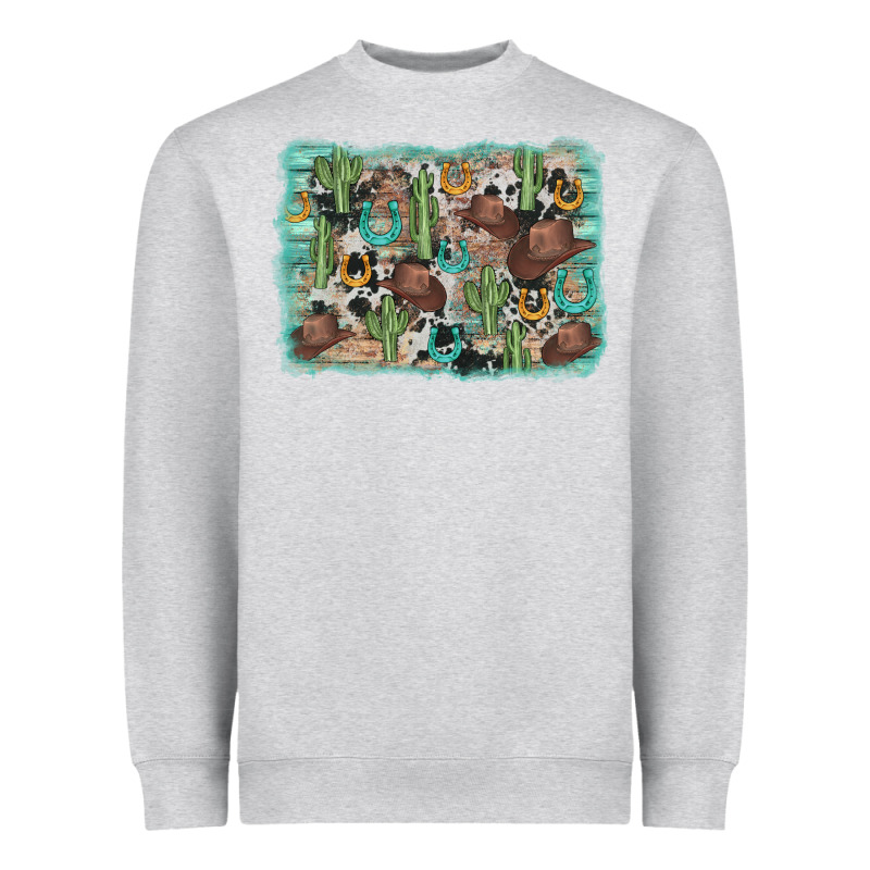 Cactus Cowboy Hat Background Heavyweight Sweatshirt by AdoDesignShop | Teevron