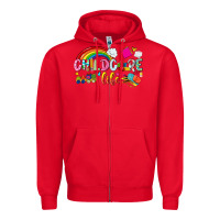 Red childcare life Zipper Hoodie - NancyCooperArtShop