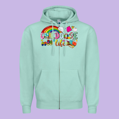 Childcare Life Zipper Hoodie Designed By Nancycooperartshop