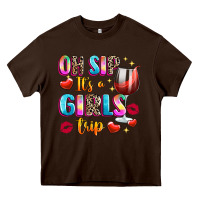 Chocolate Brown oh sip its a girls Heavy Core Tee - texasbilliewilder
