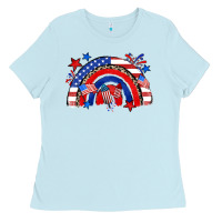Baby Blue American rainbow Ladies Tee - Zillion Design Studio