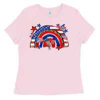 Bubblegum Pink American rainbow Ladies Tee - Zillion Design Studio