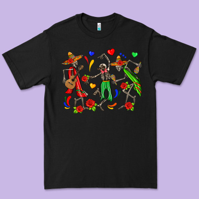 Mexican Skeletons Premium Tee Designed By Zillion Design Studio