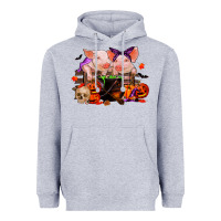 Heather Grey halloween pigs Heavyweight Hoodie - RanaPortraitStore