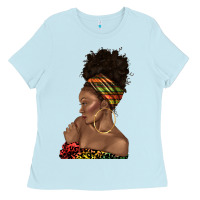 Baby Blue afro black woman profile juneteenth Ladies Tee - texasbilliewilder