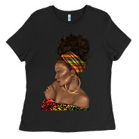 Black afro black woman profile juneteenth Ladies Tee - texasbilliewilder