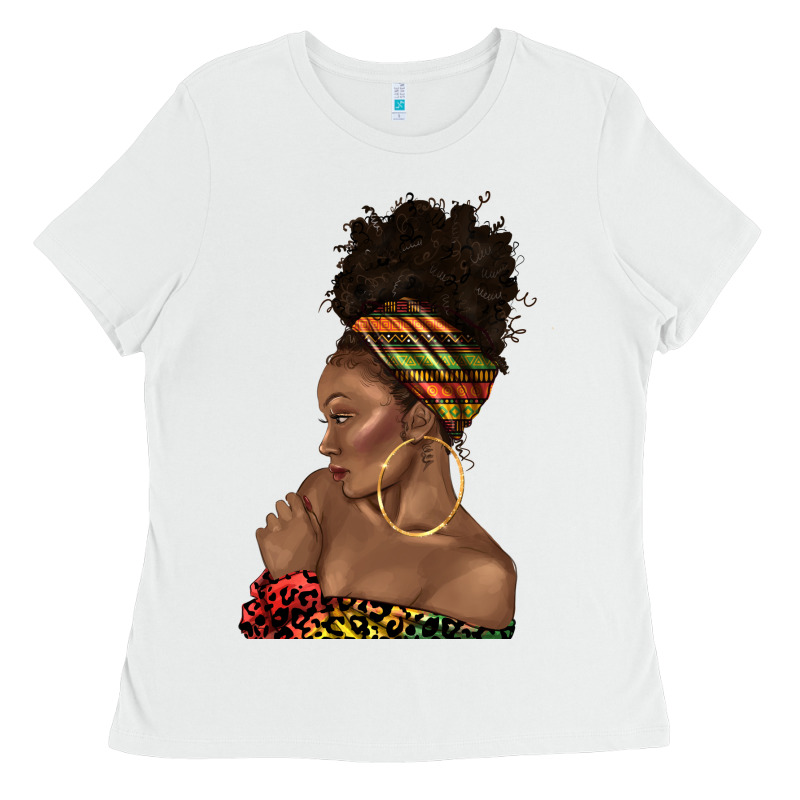 Afro Black Woman Profile Juneteenth Ladies Tee by texasbilliewilder | Teevron