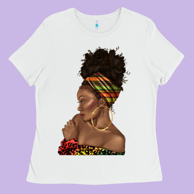 Ladies Tee afro black woman profile juneteenth