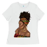 White afro black woman profile juneteenth Ladies Tee - texasbilliewilder