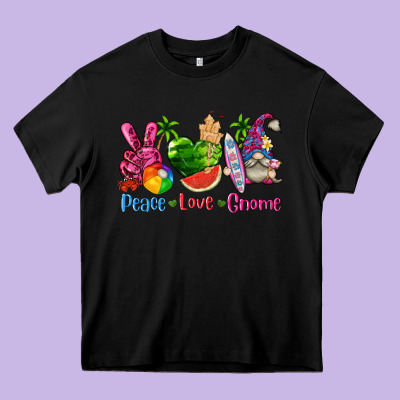 Peace Love Gnome Summer Heavy Core Tee Designed By Texasbilliewilder