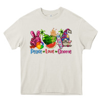 Cream peace love gnome summer Heavy Core Tee - texasbilliewilder