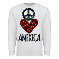 Oatmeal Heather Peace Love America Premium Sweatshirt - Bettercallsaul
