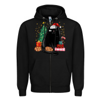 Black christmas black cat Zipper Hoodie - MaliasSmallBusiness