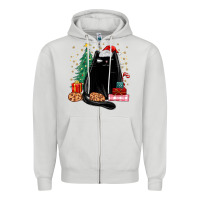 Dove Grey christmas black cat Zipper Hoodie - MaliasSmallBusiness
