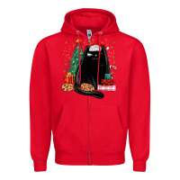 Red christmas black cat Zipper Hoodie - MaliasSmallBusiness