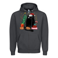 Smoke christmas black cat Zipper Hoodie - MaliasSmallBusiness