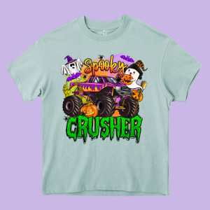 Spooky Crusher Monster Truck Heavy Core Tee Designed By Barkaloodesign