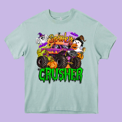 Spooky Crusher Monster Truck Heavy Core Tee Designed By Barkaloodesign