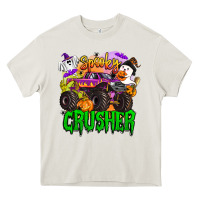 Cream spooky crusher monster truck Heavy Core Tee - BarkalooDesign