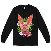 Black bunny with floral Long Sleeve Tee - MaliasSmallBusiness