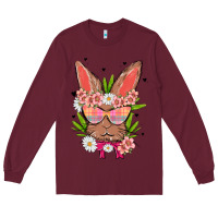 Burgundy bunny with floral Long Sleeve Tee - MaliasSmallBusiness