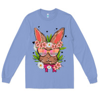 Colony Blue bunny with floral Long Sleeve Tee - MaliasSmallBusiness