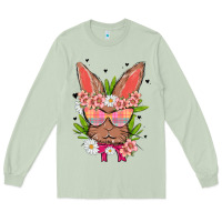 Matcha bunny with floral Long Sleeve Tee - MaliasSmallBusiness