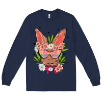 Navy bunny with floral Long Sleeve Tee - MaliasSmallBusiness