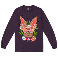 Plum bunny with floral Long Sleeve Tee - MaliasSmallBusiness