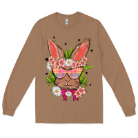Toasted Coconut bunny with floral Long Sleeve Tee - MaliasSmallBusiness