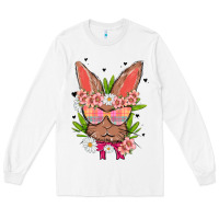 White bunny with floral Long Sleeve Tee - MaliasSmallBusiness