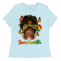 Afro Messy Bun Juneteenth Ladies Tee | Teevron