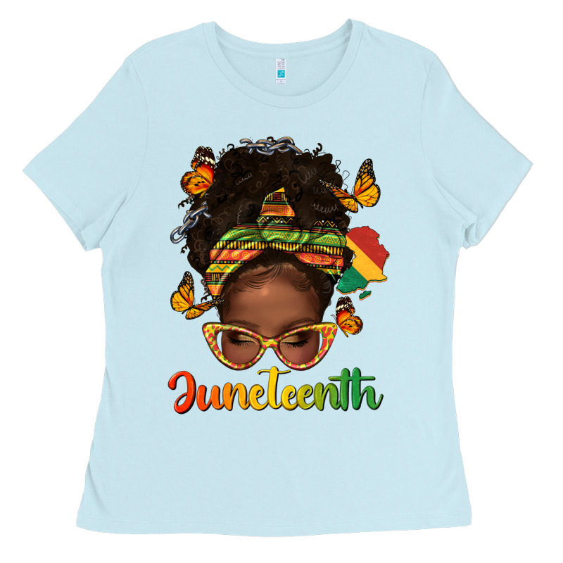 Afro Messy Bun Juneteenth Ladies Tee by texasbilliewilder | Teevron