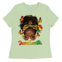 Matcha afro messy bun juneteenth Ladies Tee - texasbilliewilder