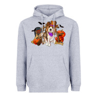 Heather Grey Halloween beagle dog Heavyweight Hoodie - RanaPortraitStore