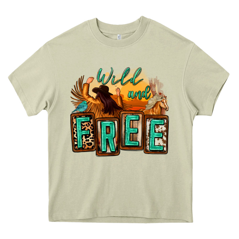 Wild And Free Cowgirl Horse Desert Heavy Core Tee by Zillion Design Studio | Teevron