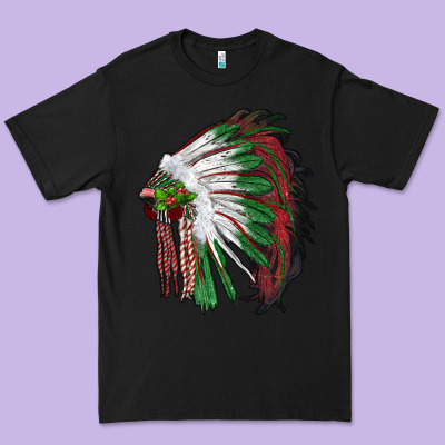 Christmas Indian Feather Headdress Premium Tee Designed By Ranaportraitstore
