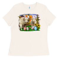 Bone Easter Farm Cows Bunny Ears And Eggs Ladies Tee - RanaPortraitStore