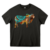 Asphalt brahman bull gemstone turquoise and sunflower Heavy Core Tee - RanaPortraitStore