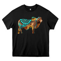 Black brahman bull gemstone turquoise and sunflower Heavy Core Tee - RanaPortraitStore