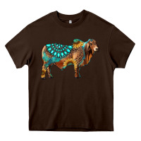 Chocolate Brown brahman bull gemstone turquoise and sunflower Heavy Core Tee - RanaPortraitStore