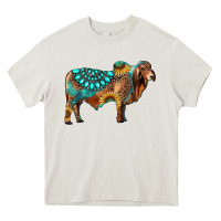Cream brahman bull gemstone turquoise and sunflower Heavy Core Tee - RanaPortraitStore