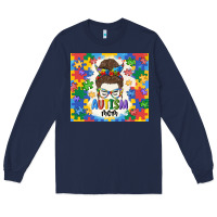 Navy autism mom Long Sleeve Tee - MaliasSmallBusiness