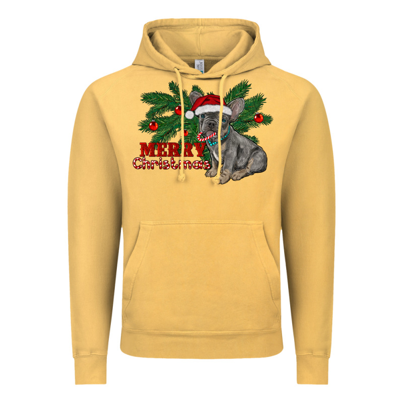 Merry Christmas French Bulldog Vintage Hoodie by RanaPortraitStore | Teevron