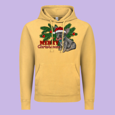 Merry Christmas French Bulldog Vintage Hoodie Designed By Ranaportraitstore
