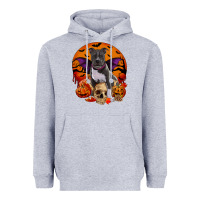 Heather Grey halloween pitbull dog Heavyweight Hoodie - RanaPortraitStore