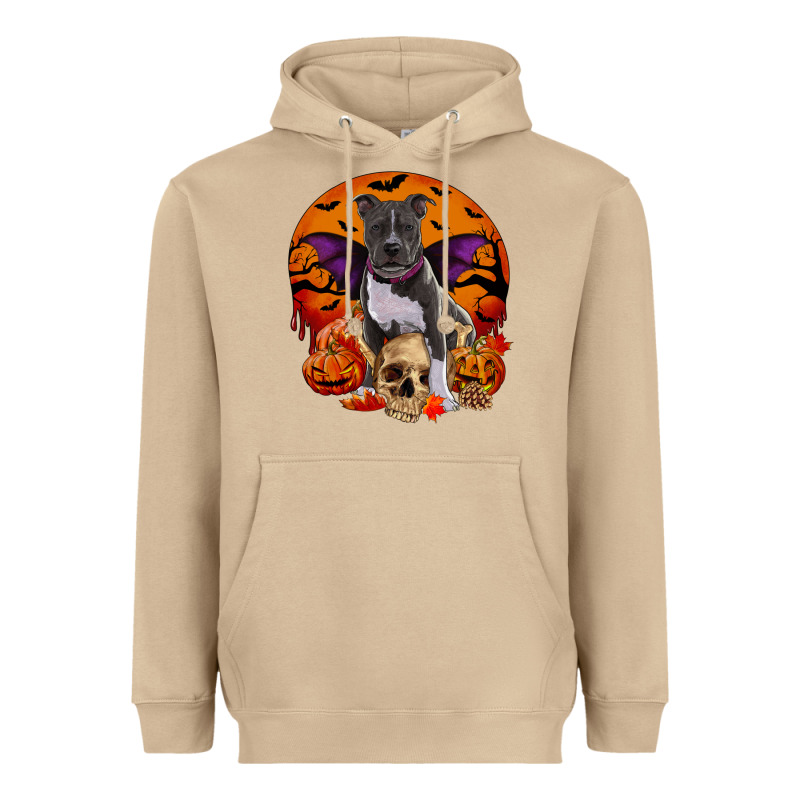 Halloween Pitbull Dog Heavyweight Hoodie by RanaPortraitStore | Teevron