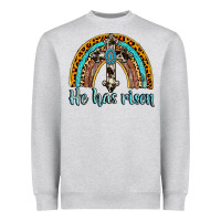 Heather Grey he has risen rainbow Heavyweight Sweatshirt - AdoDesignShop