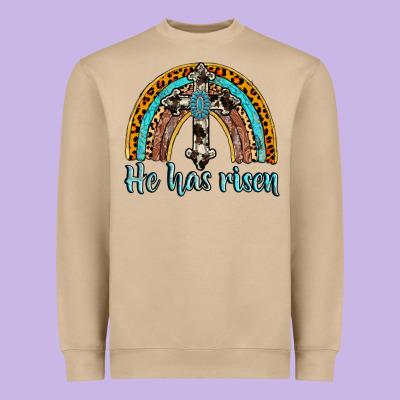 He Has Risen Rainbow Heavyweight Sweatshirt Designed By Adodesignshop