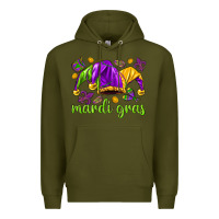 Army Green Mardi Gras with jester Premium Hoodie - NancyCooperArtShop